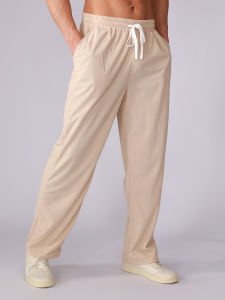 Quần Dài Nam Mặc Thường Ngày Mùa Xuân Thu Kiểu Dáng Thể Thao Ống Thẳng Rộng Rãi Size Lớn Có Dây Rút Dài Đến Mắt Cá Chân Chất Liệu Polyester Dệt Kim