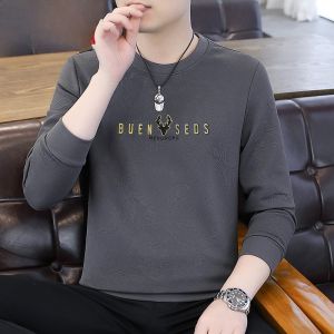 HENGYUANXIANG | Hengyuanxiang Long Sleeve T-Shirt Mens Casual Round Neck Print Top Fashionable Spring Autumn Standard Fit Polyester Spandex