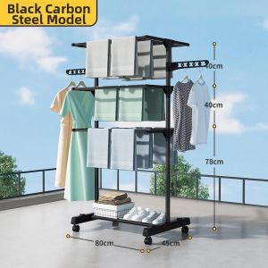 Wing Shape Foldable Mobile Multi-level Clothes Rack