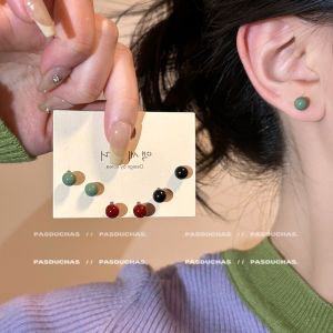 Cute Drip Glaze Colorful Beanie Small Earrings Autumn Winter High End Daily Sleep No Removal Ear Bone Studs Womens Jewelry