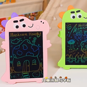 กระดานวาดภาพ แท็บเล็ตเขียนสีสันสดใสไดโนเสาร์สําหรับเด็กแบบพกพา Erasable นํากลับมาใช้ใหม่ลบปุ่ม Doodle Drawing Pad เด็ก