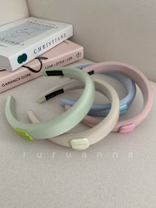 Macaron Colored Geometric Texture Block Hair Clip Headband Sponge High Hairline Versatile Fresh Style Korean Fashion Accessory