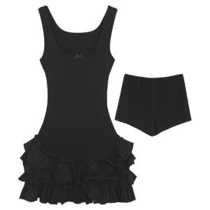 Spaghetti Strap Summer Dress A-Line Black Petite