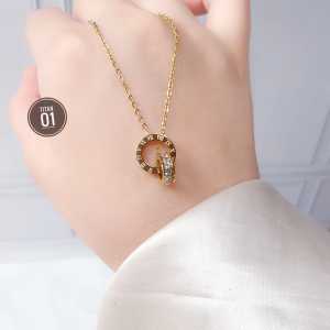 Kalung Rantai Liontin Romawi Titanium Gold Perhiasan Cantik CXA2506