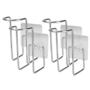 4Pcs Stainless Steel Disposable Paper Cup Holder Wall Mounted Punch Free Storage Rack Kitchen Water Cup Organizer