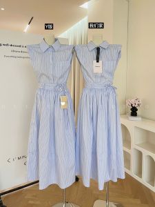 Elegant Preppy Style Womens Shirt Skirt Set Striped Cotton Blend Short Sleeve Polo Collar Straight Cut Casual Chic Outfit