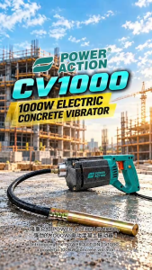 POWER ACTION CV1000 Electric Concrete Vibrator 1000W 1.5m Shaft Rod | Cement Mortar Bubble Removal Poker | Portable Concrete Soil Mixer Machine / Mesin Vibrate Konkrit Simen Buang Buih