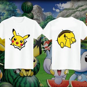 Bandai | Pokémon Pikachu Childrens Short-sleeved T-shirt for Boys - Cartoon Style Fashionable Loose-fitting 100% Cotton Top