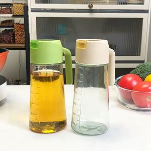 [SG STOCKS] 630ML Automatic Oil / Vinegar Sauce Condiment Glass Bottle Leak Proof