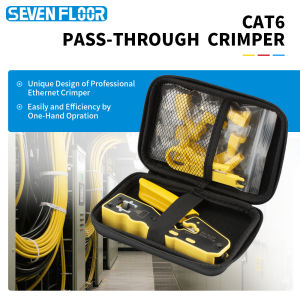 Cat6 Pass Through Network Tool Kit RJ45 Crimping Plier Stripper Single Row Cat6 Connectors 8P Boots EVA Case
