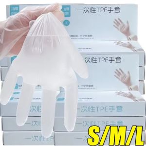 60PCS cao su dùng một lần miễn phí găng tay trong suốt TPE găng tay chống trượt axit an toàn lao động dùng cho thực phẩm găng tay dọn dẹp