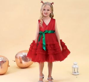 Pesta Natal Gaun Putri Cantik Pesta Anak Perempuan Gorgeous Bloom Kid Dress Party Anak