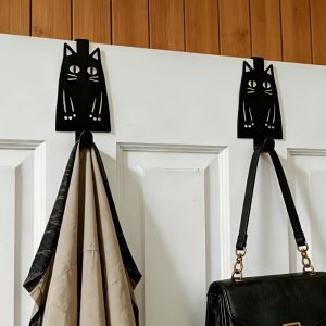 CIFbuy | CIFBUY Cute Cat Metal Wall Art No Drill Door Back Hanger Iron Sculpture Mural Plaque For Indoor Storage Organizer Home Decor