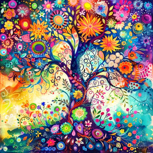 HUACAN Diamond Painting Rhinestones Tree Of Life Mosaic Landscape Full Square Round Collection Decoration For Home