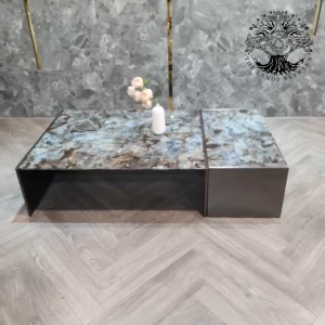 Bàn trà sofa bàn phòng khách bàn đôi cafe nhập khẩu cao cấp mặt đá cẩm thạch 1m4 chân Inox 304