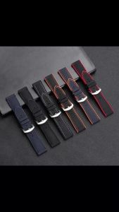 New Nylon Sailcloth Rubber Hybrid Watch Strap 18mm 19mm 20mm 21mm 22mm 24mm for Men Women Silicone Waterproof Watchband Bracelet
