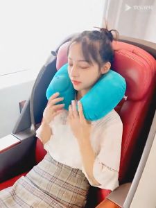 หมอนรองคอ หมอนรอง หมอนเป่าลมรูปตัวยูแบบกด หมอนเป่าลม หมอนรูปตัวยู พับเก็บได้ หมอนรองคอพกพาแบบสร้างสรรค์ หมอนตั้งแคมป์ นุ่มสบาย มี 4 สี SP309