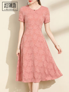 Red Slim Fit Short Sleeve Dress Womens Fashionable Beautiful Summer New Arrival Red Dress from Hong Ling Workshop A-Line Skirt