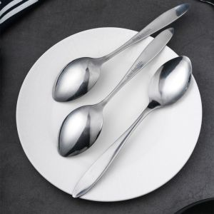 Thickened Stainless Steel Spoon Long Handle Western Dining Spoon Soup Spoon Serving Spoon round Spoon Commercial Use Home Use
