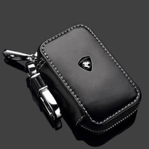 Leather Car Key Fob Holder Zipper Wallet Bag Chain Remote Shell Case Cover Protector Pouch Keychain For BMW