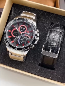 Watchtime นาฬิกาข้อมือสปอร์ต แบรนแท้ มีสองระบบดิจิตอลกับเข็ม พร้อมสายหนังสามารถเปลี่ยนสลับใส่ได้ กันน้ำได้100% กล่องเเบรนด์ฟรี