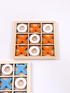 Wooden Board Tic Tac Toe Game XO Table Toy Classical Family Children Puzzle Game Educational Toys