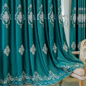 AnneyOneDecor Luxury Curtains for Living Room European Style Embroidered Semi-Blackout Window Curtains for Bedroom Exquisite Sheer Tulle Curtain