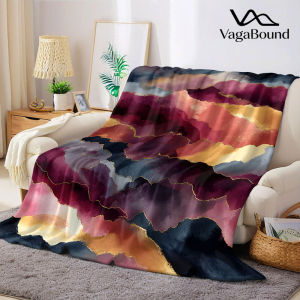 BILIBILI | Wine Gold Ink Flannel Blanket Warm Soft Halloween Christmas Decorative Couch Warm Cozy All-Season Gift