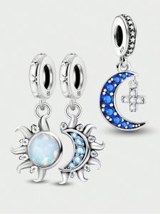 925 Sterling Silver Sweet Sun Heart Moon Series Diy Pendant Beads Fit Bracelet Necklace Making Gift Of High Quality Luxury Bead