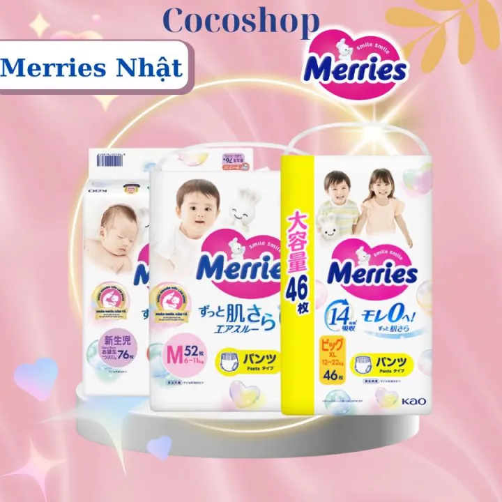 TÃ MERRIES DÁN QUẦN CÁC SIZE NB76/S70/M56/L48/XL40/ XXl26/L54/XL46/XXL30
