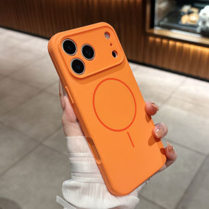 Ốp Điện Thoại Silicon Lỏng Màu Cam Tương Thích MagSafe Cho iPhone 17/16/15/14/13/17Pro - Bảo Vệ Toàn Diện Với Các Điểm Air Dots