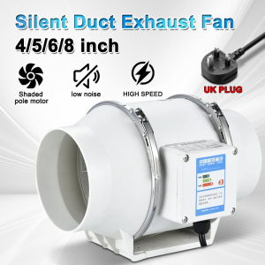 UNICO Exhaust Fan 4/ 5/6/ 8 inch Diagonal Flow Pressurized Duct Fan Bedroom Living Room Toilet Kitchen Guest Room Ekzos Fan
