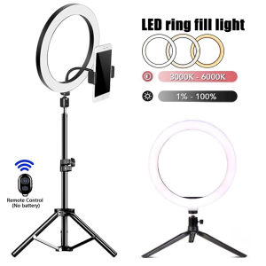 26/33cm LED Selfie Ring Light Dimmable Photography Fill Lighring with 50cm Tripod & Remote Control For Youtube Phone Video Live