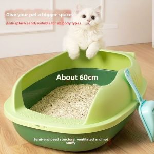MONLEYTA | Extra Large Open Top Cat Litter Box Anti-Splash Odor Control Cat Toilet Giant Sand Tray For Cats Pet Supplies Cat Litter Partner