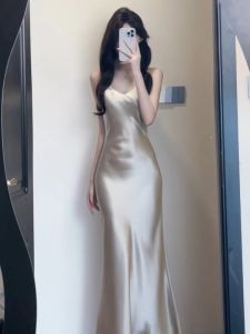 QFN | French Style Satin Camisole Dress with Elegant and Flowing Look for Summer