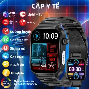 Đồng Hồ Thông Minh ECG+PPG 2024 Dành Cho Nam Giới Theo Dõi Sức Khỏe Cấp Y Tế Với Chức Năng Đo Đường Huyết Lipid Máu Axit Uric Gọi Bluetooth Và Theo Dõi Thể Dục