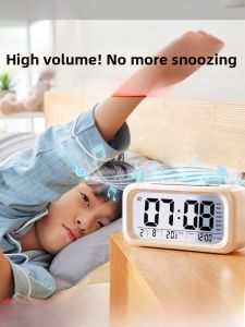 Antarctic Person Alarm Clock Intelligent Electronic Strong Wake up Student Special Use Night Light Plastic Shell Battery Powered
