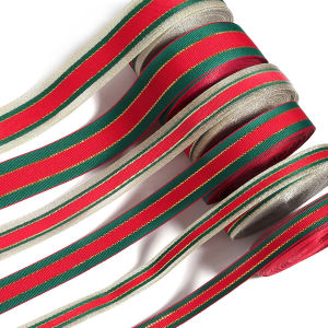 5-10yards Red Green Ribbons Gold Lace Polyester Grosgrain Ribbon Christmas Gift Packaging Supplies DIY Crafts Handmade Material