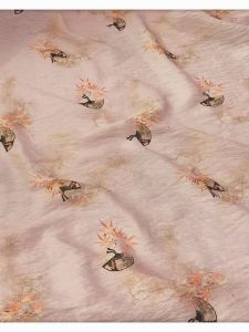 Vải Mùa Hè Mềm Mại Thoáng Khí Phong Cách Cổ Điển Áo Sơ Mi Váy Cheo Lá Phong Màu Hồng Nhạt Vải Lụa Tơ Tằm