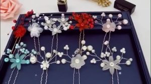 Tooyoo Wedding Hair Accessory Frosted Flower Hair Ornament Bride Handmade Accessory Pearl Hair Fork