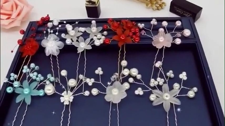 Tooyoo Wedding Hair Accessory Frosted Flower Hair Ornament Bride Handmade Accessory Pearl Hair Fork