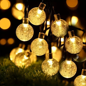 Solar-powered crystal ball string lights featuring 8 flashing modes Suitable for garden decoration  themed celebrations.