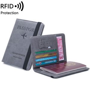 RFID Engraved Name Passport Cover Travel Wallet Customized Name Passport Holder Mens Bank Card Holder Case Women Credit ID Document
