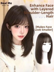 REALME | Full Head Real Human Hair Facial Shaping High-Layered Collar Bone Length Wig