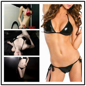 Fashion Pole Dance Patent Leather Bikini Swimsuit Womens Beach Swimsuit Nightclub Bar Bikini Separates Swimsuit