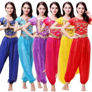 Indian Dance Performance Clothes Belly Dance Suit Pants Short Sleeve Dance Clothes
