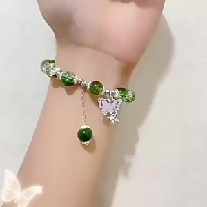Butterfly Glass Bracelet Female Niche Design Hand Jewelry Fairy Sweet Color-beaded Bracelet