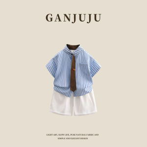 BOGUXIONG | Summer 2026 New Stylish College Stripe Shirt & Shorts Set for Boys