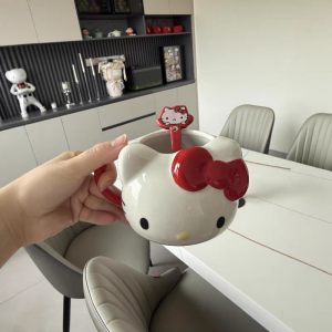 Large Capacity Ceramic Mugs Cute Breakfast Drinking Cups for Women Home Use Water Cups High Aesthetic Value Kt Greeting