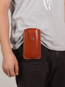 Genuine PU Leather Vertical Mobile Phone Bag P40 P40Pro Handmade Ultra-Thin Single Layer Mens Belt-Wearable Waist Hanging Bag